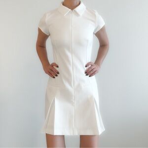 Zara White Short-Sleeve Collared Mini Dress